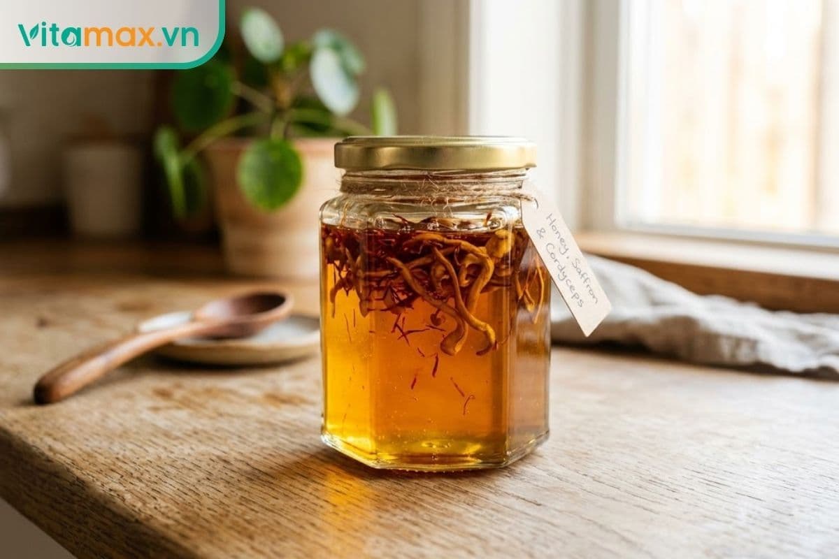 Cách ngâm mật ong saffron đông trùng hạ thảo đúng cách tại nhà