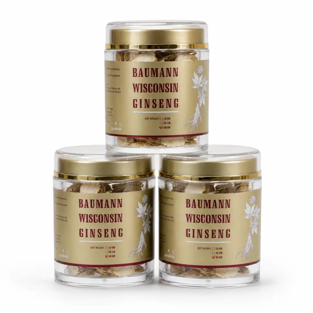 Nhân Sâm Mỹ Baumann Wisconsin Dạng Thái Lát Hũ 50g