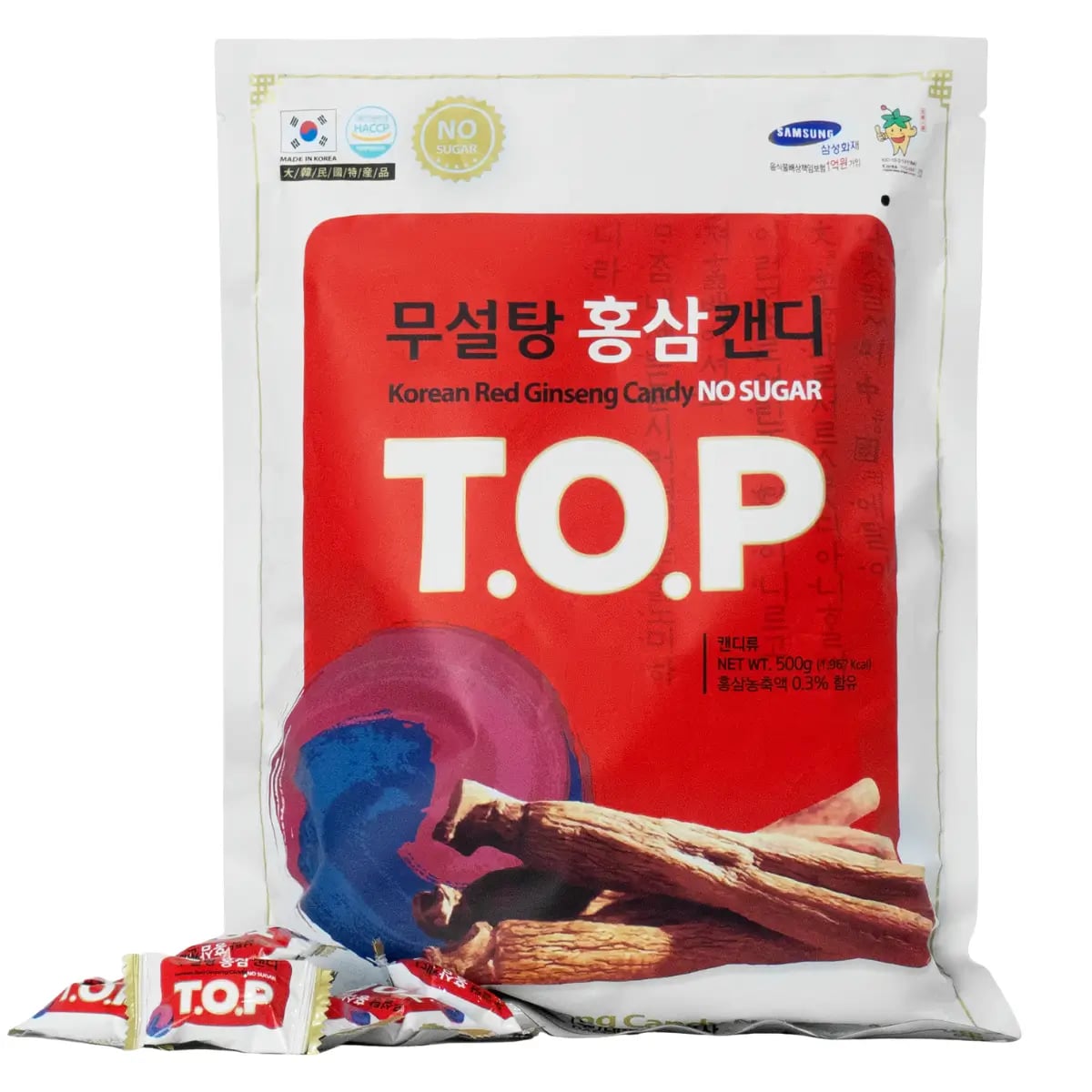 Hình Kẹo Hồng Sâm Không Đường T.O.P Daesan Hàn Quốc Gói 500g 1