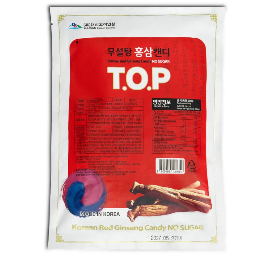 Hình Kẹo Hồng Sâm Không Đường T.O.P Daesan Hàn Quốc Gói 500g 2