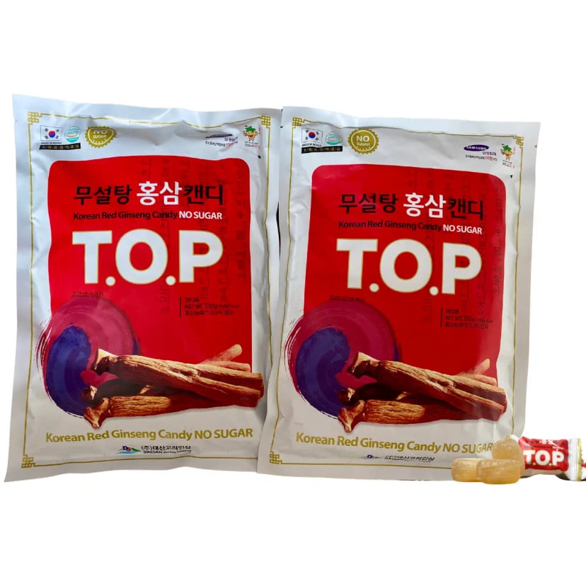 Hình Kẹo Hồng Sâm Không Đường T.O.P Daesan Hàn Quốc Gói 500g 3