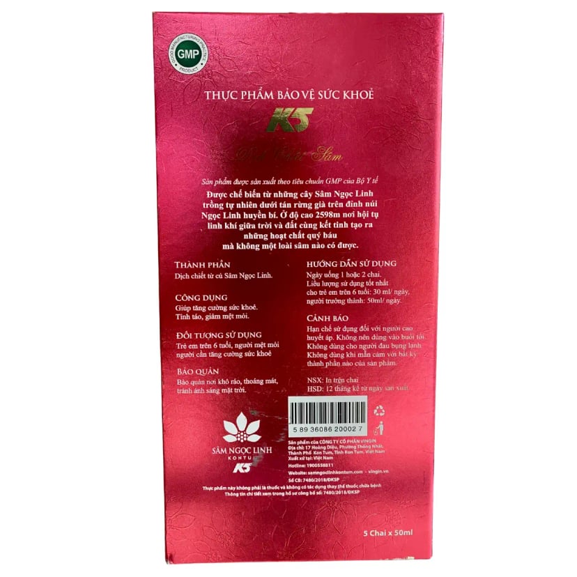 Hình Dịch chiết Sâm Ngọc Linh K5 – 50ml – 05 chai/hộp 3