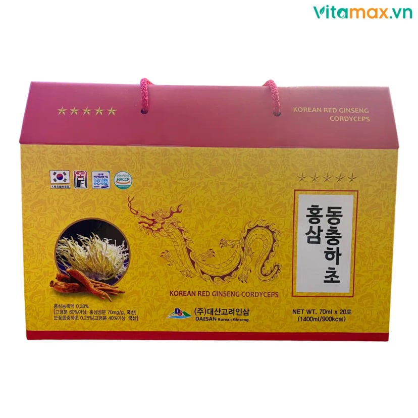 Hình Nước Hồng Sâm Đông Trùng Hạ Thảo Daesan 20 gói 2