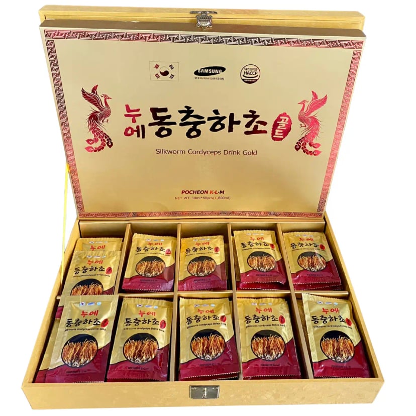 Hình Nước đông trùng hạ thảo hộp gỗ Pocheon 60 gói 2