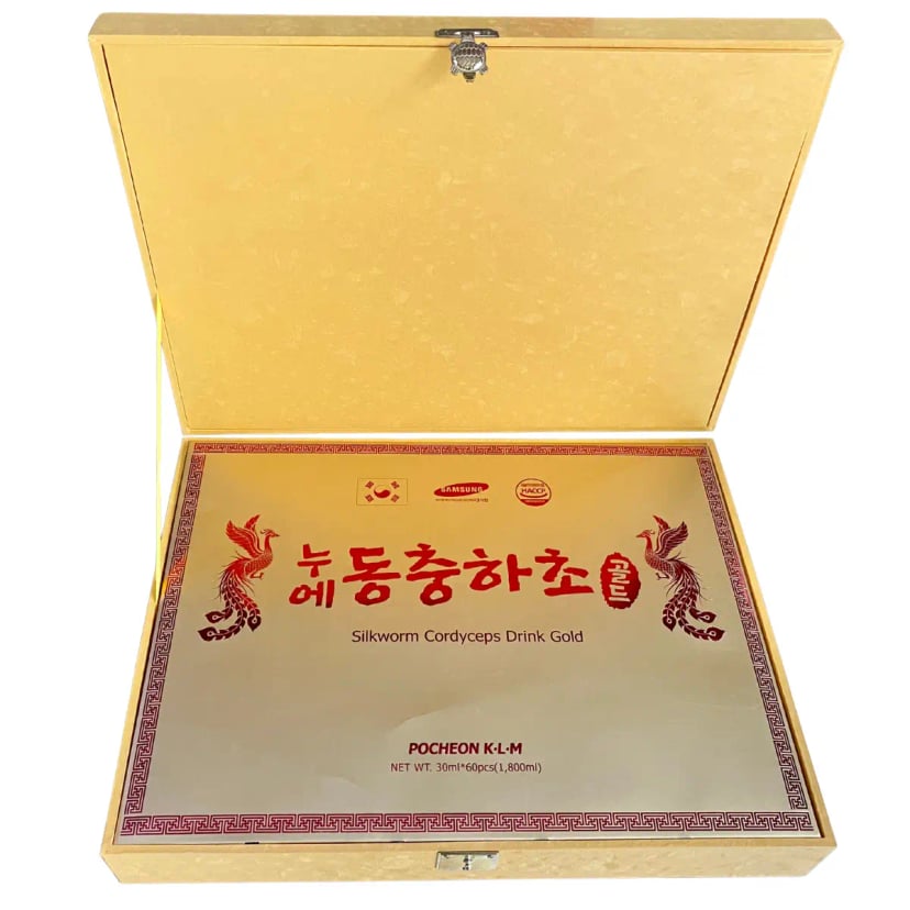 Hình Nước đông trùng hạ thảo hộp gỗ Pocheon 60 gói 6