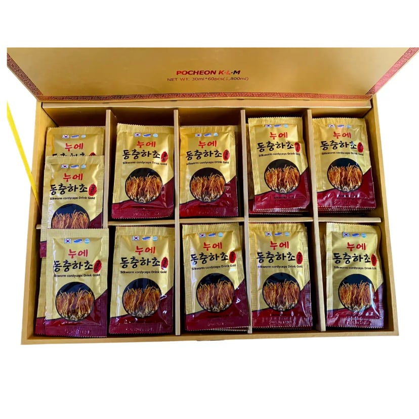 Hình Nước đông trùng hạ thảo hộp gỗ Pocheon 60 gói 7