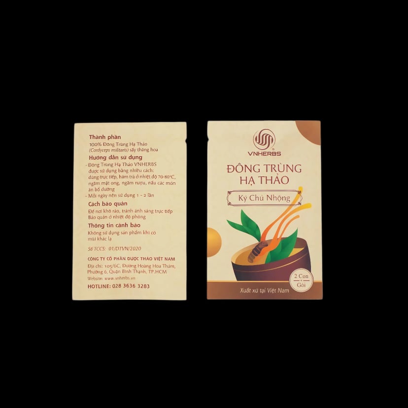 Hình Con Đông Trùng Hạ Thảo Ký Chủ Nhộng Vnherbs hộp giấy 60 con 1