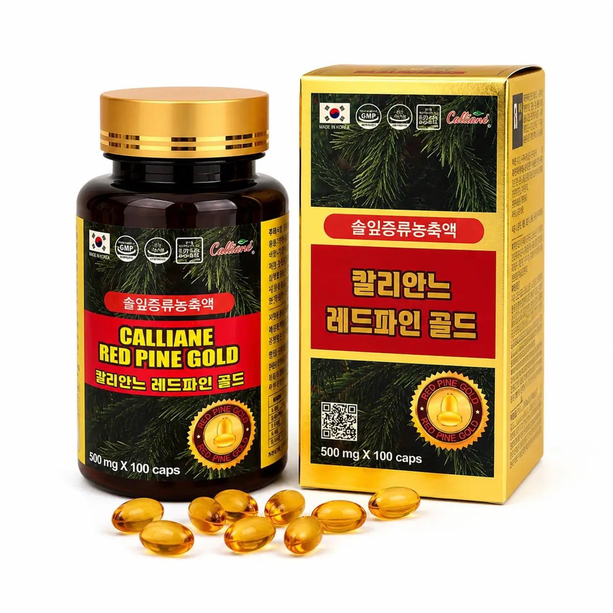 Viên tinh dầu thông đỏ Hàn Quốc Calliane Red Pine Gold (100 viên x 500mg)