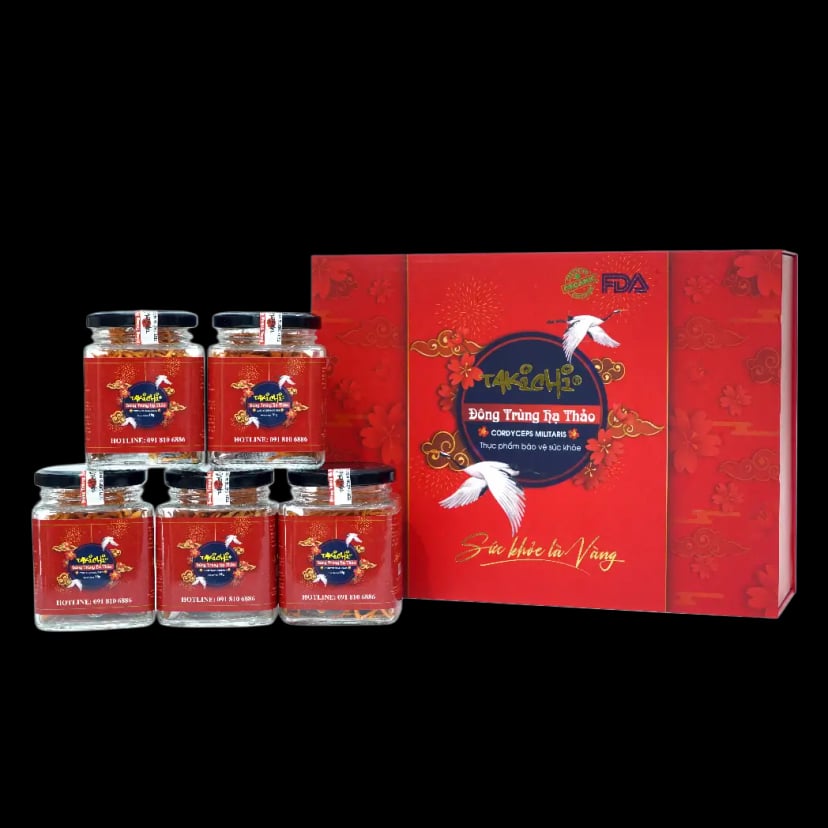 Hình Đông trùng hạ thảo sấy thăng hoa hộp quà tặng Takichi (5 lọ x 10g) 2