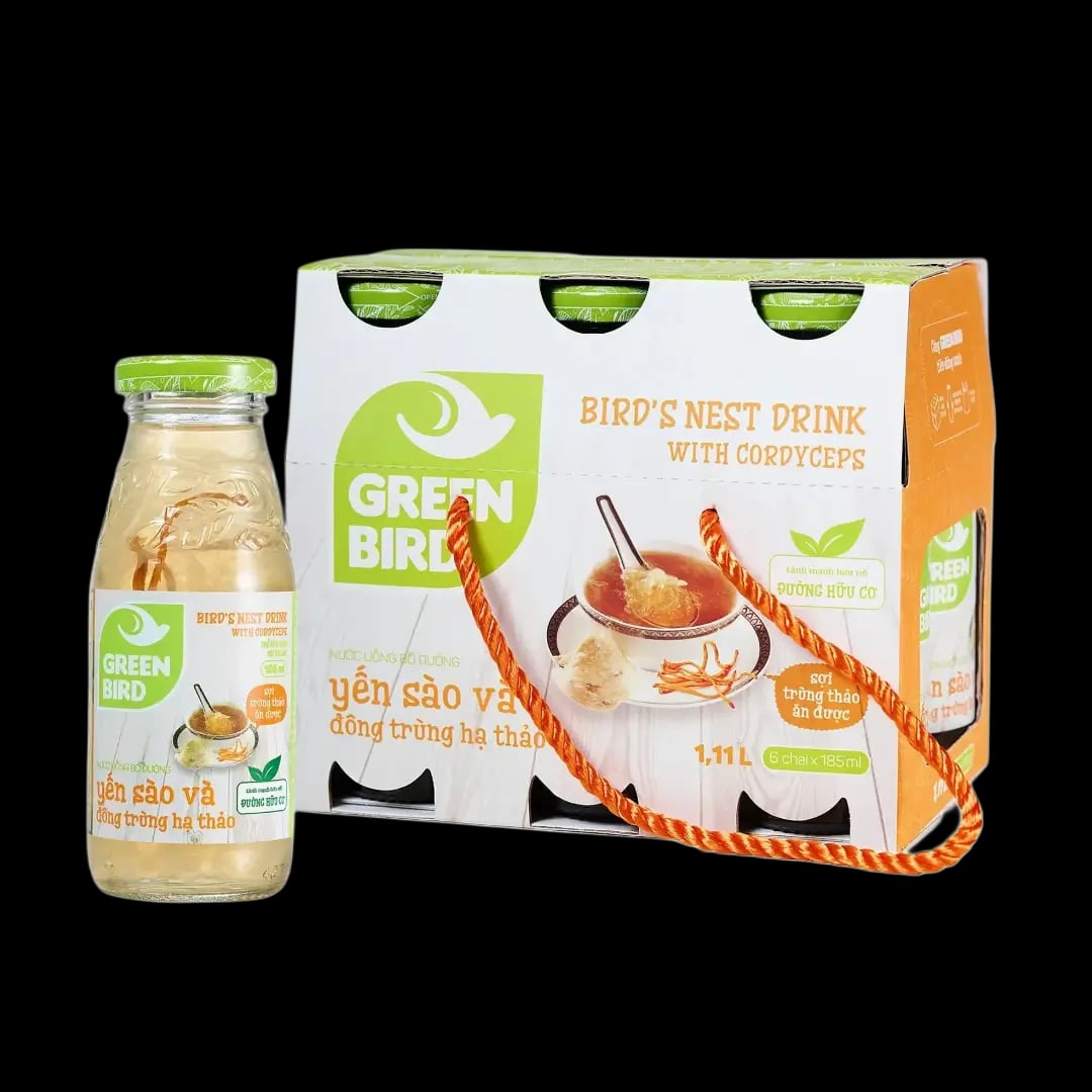 Hình Nước yến sào đông trùng hạ thảo Green Bird 6 chai 2