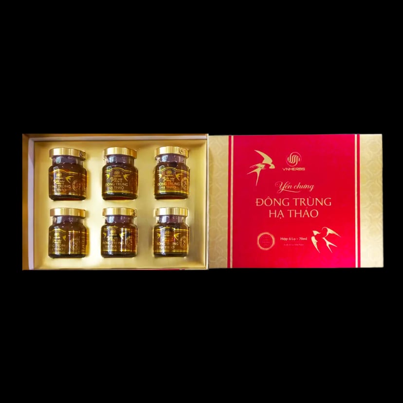 Hình Yến sào chưng đông trùng hạ thảo hộp giấy Vnherbs 6 lọ 1