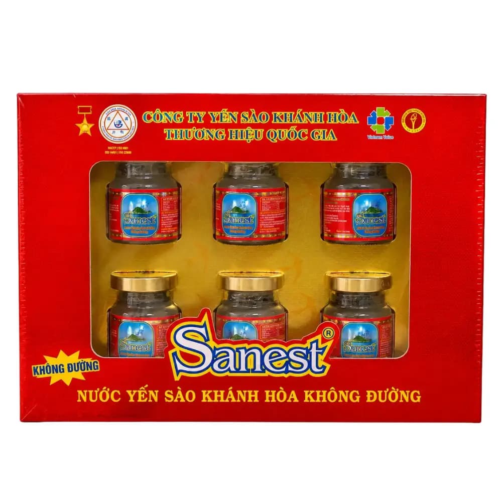 Yến Sào Sanest Khánh Hòa Hộp 6 Lọ - không đường