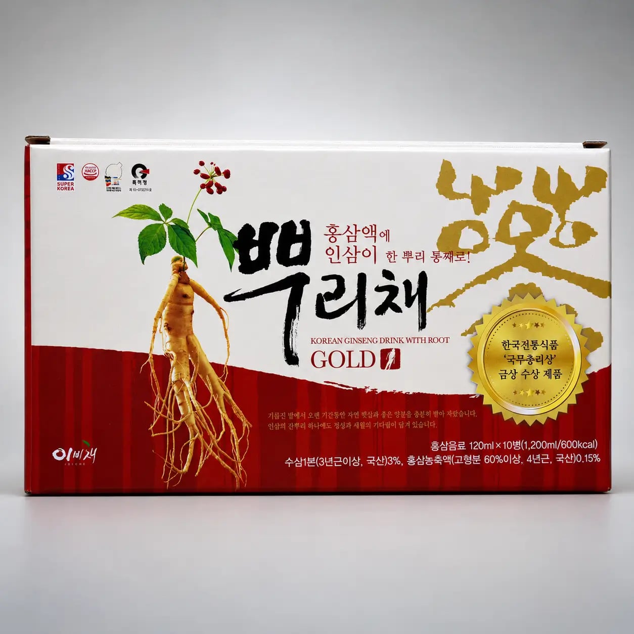Hình Nước Hồng Sâm có củ EBICHE Hàn Quốc hộp 10 chai 5
