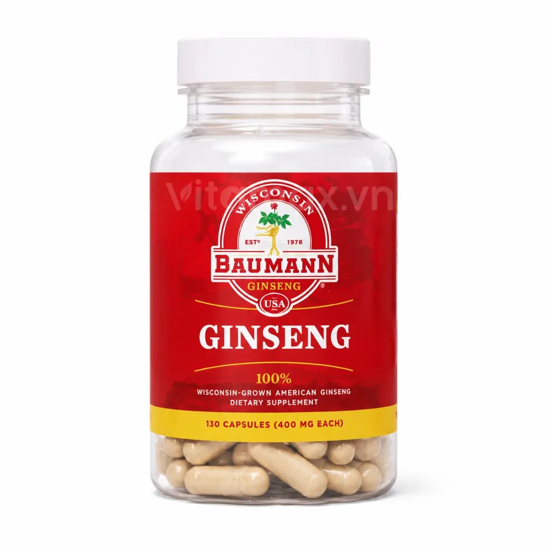 Hình Nhân Sâm Mỹ Baumann Wisconsin Dạng Viên - Hũ 130 Viên 2