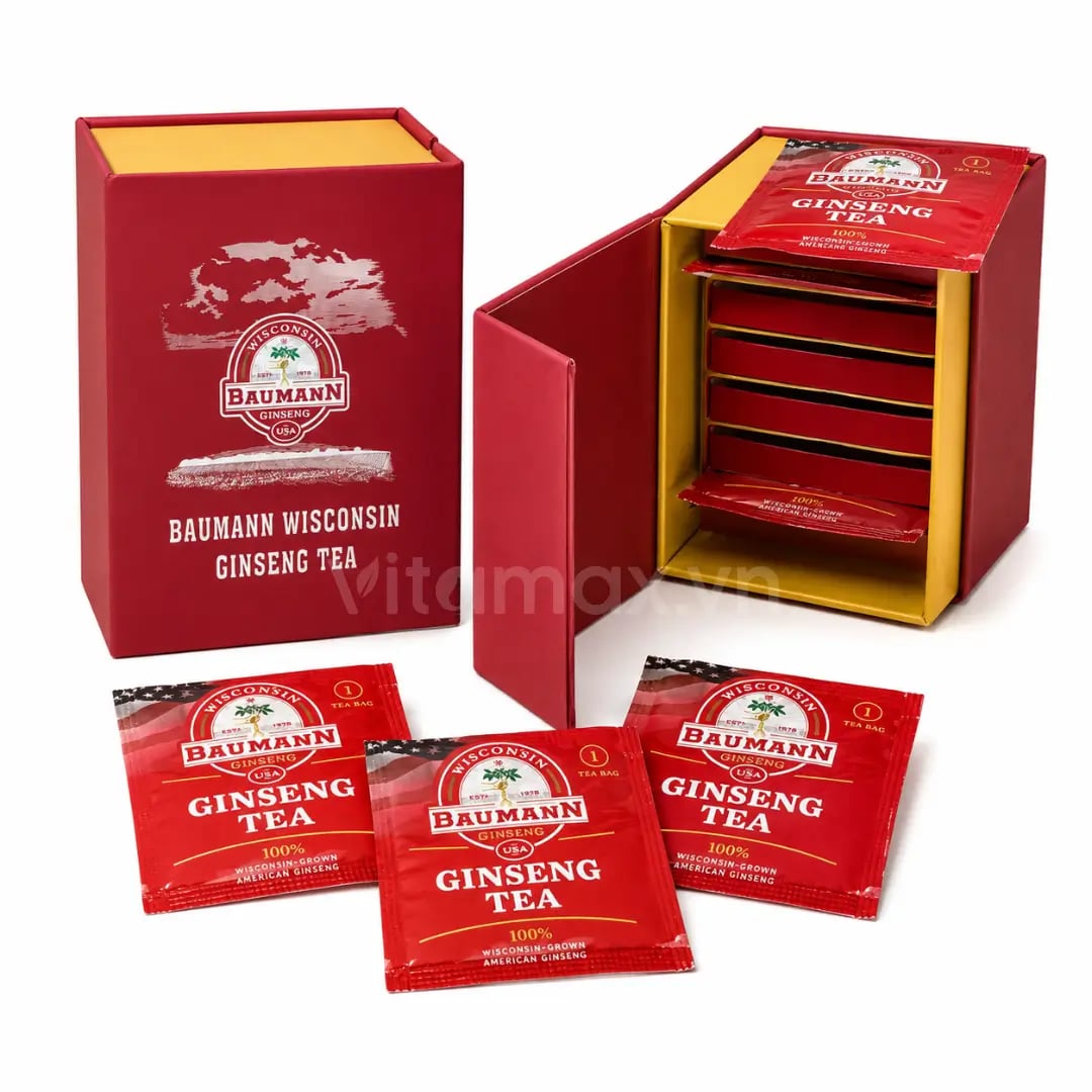 Hình Nhân Sâm Mỹ Baumann Wisconsin Dạng Trà Túi Lọc - Hộp 5 Gói 1