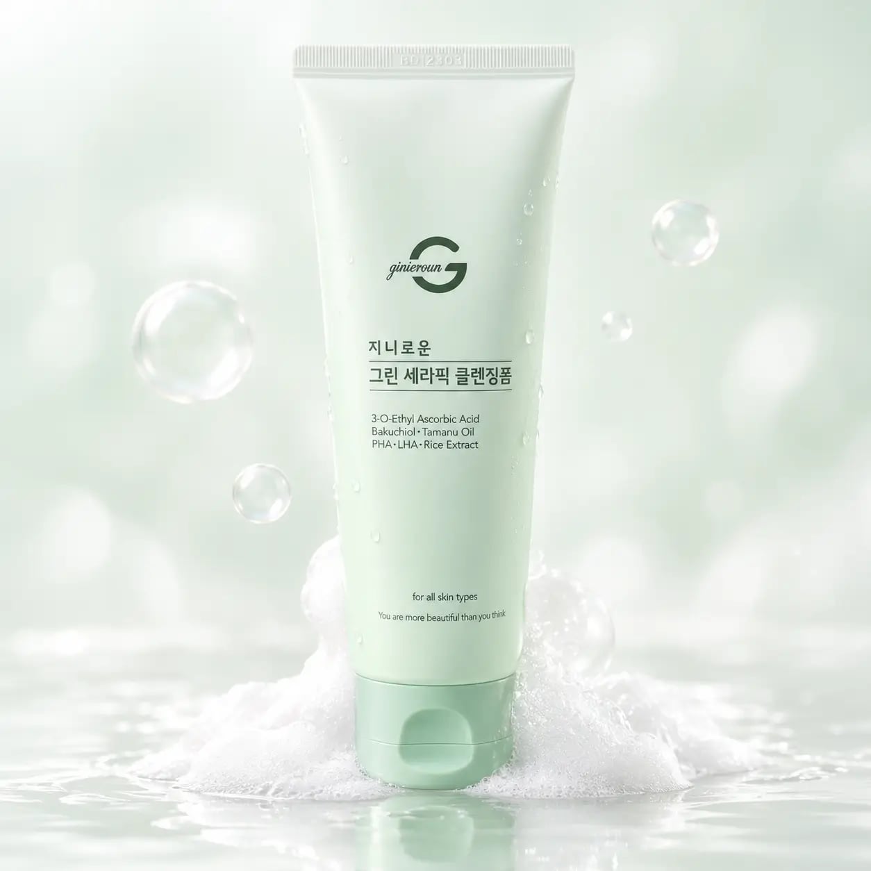 Hình Sữa Rửa Mặt Tạo Bọt Dịu Nhẹ Ginieroun Green Seraphic 4