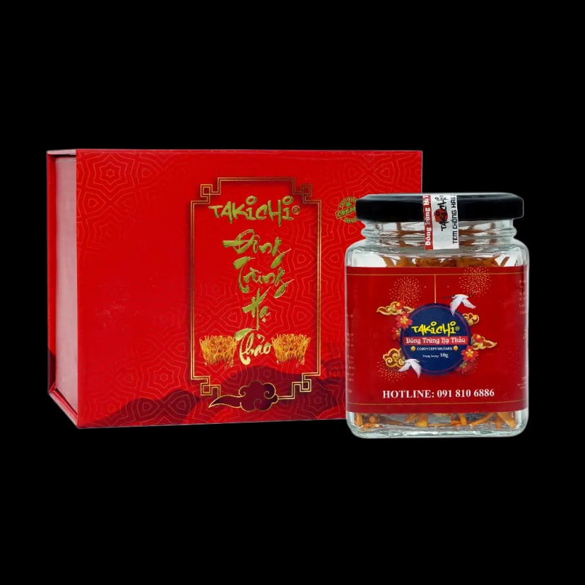 Hình Đông trùng hạ thảo sấy thăng hoa hộp quà tặng Takichi 10g 2